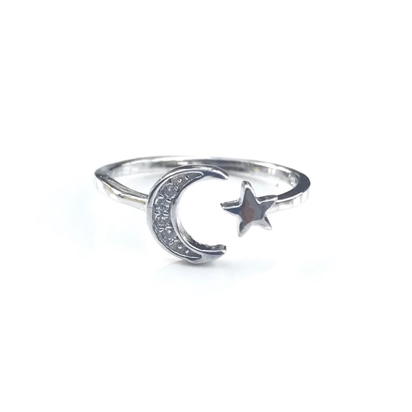 Silver Jewelry Garden Jewelry - Moon and Stars Sterling Silver Ring